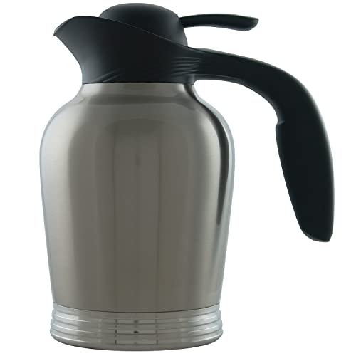 Service Ideas ErgoServ Carafe, 1 Liter, (33.8 oz), Brushed Stainless/Black
