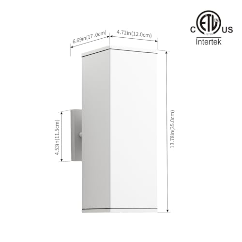 Image of mirrea 14 inch Modern Outdoor Porch Light in 2 Lights, Matte White, 2 Pack