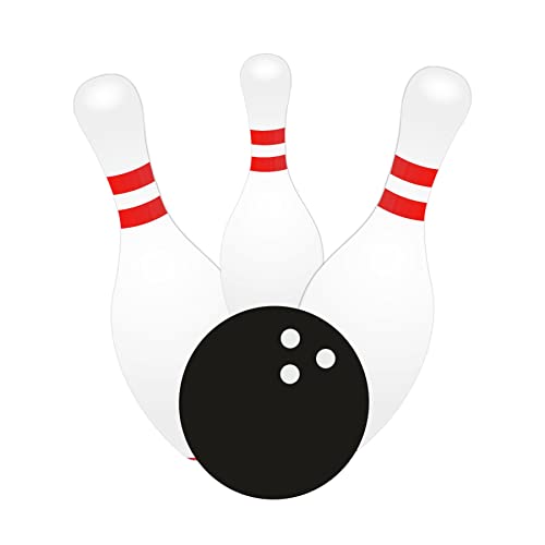 Image of Pretty UR Party Bowling Theme Paper Cutouts for Birthday Parties, Bowling Party Supplies decor, Birthday Party Decoration Cut-Outs - Red Black (10 pcs)