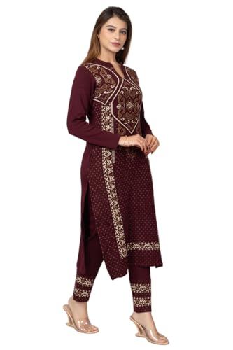 Image of ColorChakra Woolen Kurta Palazzo Set for Womens Winter wear Wool Kurti Sizes M to 4XL