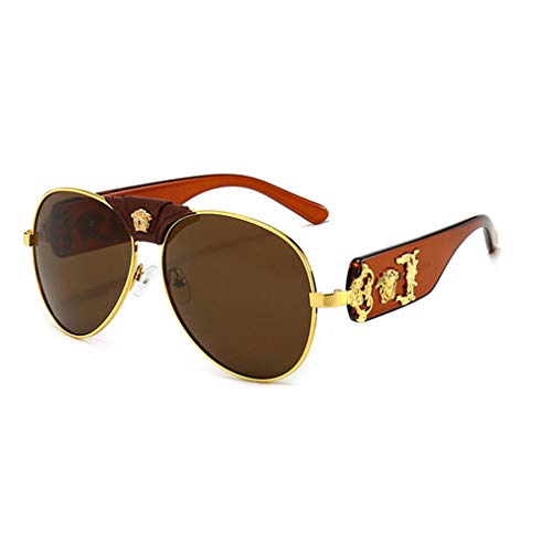 Dagea Sonnenbrille, Markendesign Übergroßer Rahmen Leder Frauen Sonnenbrille Männer Hiphop Hohe Qualität Männlich Weiblich,7 Cover