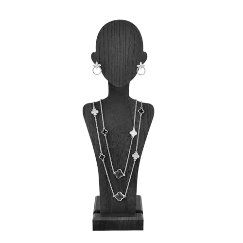 image for MOOCA Portable Wooden Mannequin Jewelry Stand, Jewelry Display Organiz