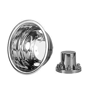 Image of 4pcs 16 inch Stainless Steel Polished Wheel Simulators,Front Rear 8 Lug Dually Hub Caps Skins Liners Rim Covers Compatible with 2001-2007 Chevy GMC 3500 Truck 2003-2021 G3500 /G30 Van 608GV