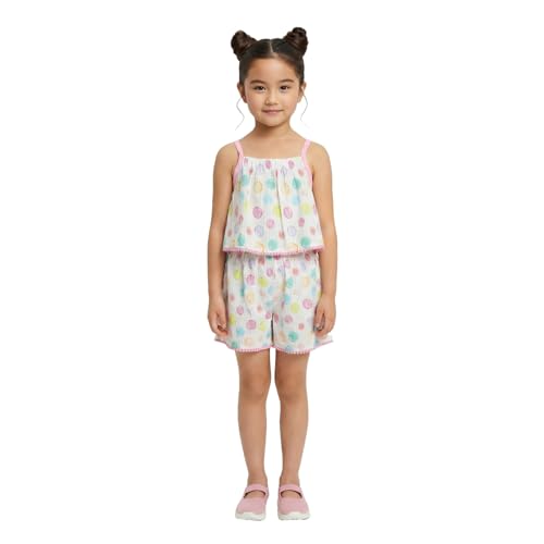 Image of Nautinati Girls Single-Strap Printed Jumpsuit with Assymetric Neckline | Age 2-10 Years