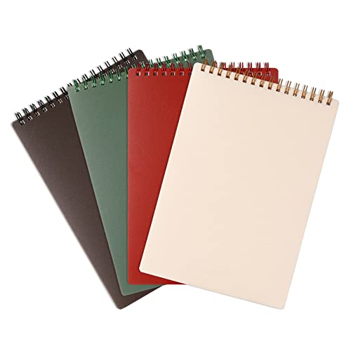 4 Pack Steno Pads 5.4 X 8.5 Inch, Spiral Notebooks Wirebound Memo Notepads, Colorful Plastic Cover, 80 Sheets/Pad(Line) #TOP5
