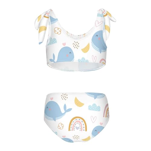 Girls Whale and Rainbow Patterns Swimsuit Two Pieces Bikini Set Bathing Suits Swimwear Crop Top Swimsuit Set2