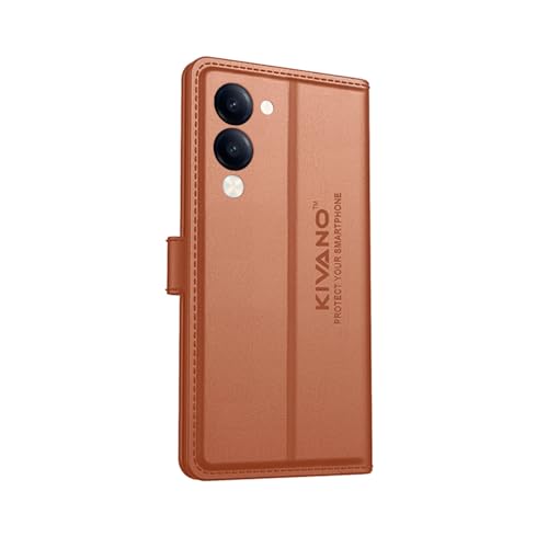 Image of Compatible with Vivo T4 Lite 5G / iQOO Z10 Lite 5G / Vivo Y19 5G / Vivo Y19e Flip Cover | Leather Finish | Inside Pockets & Inbuilt Stand | Shockproof Wallet Style Magnetic Closure Back Cover