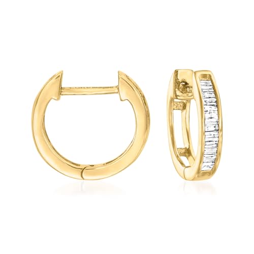 Ross-Simons 0.10 ct. t.w. Diamond Huggie Hoop Earrings in 18kt Gold Over Sterling