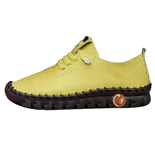Zapatos de ajuste ancho transpirables para caminar, zapatos de espuma con soporte de arco, zapatillas de ajuste ancho para mujer, talla 8, Amarillo, 41 EU
