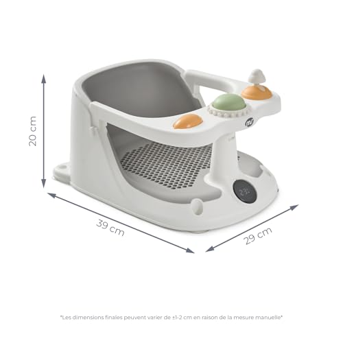 Siège de douche pour bébé antidérapant avec contrôle de température