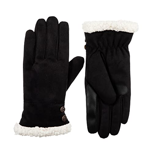 Isotoner Womens Womenâ’s Recycled Microsuede Water Repellent Cold Weather With Sherpasoft Lining Gloves, Black, Large X-Large Us #TOP6
