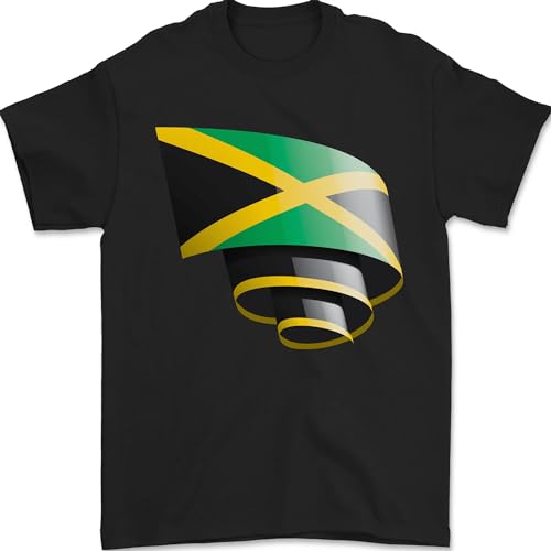 Curled Jamaican Flag Jamaica Day Football Mens T-Shirt 100% Cotton Black L