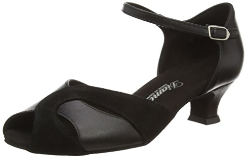 Chaussures de danse Diamant femme cuir noir talon 4,2 cm talons espagnols salon