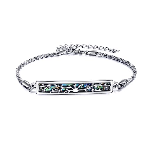 YAFEINI Pulsera de plata de ley con libélula/cardo escocés, colgante de concha de abulón, libélula/cardo escocés, regalo para mujeres y niñas, Plata de ley, desconocido