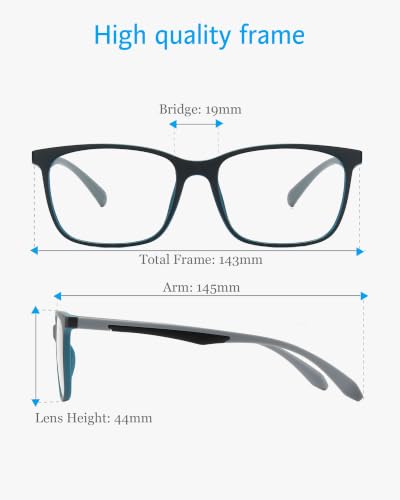 Image of ANRRI Blue Light Blocking Glasses Anti Eyestrain Lens Lightweight Frame Eyeglasses Blue Grey Men /Women