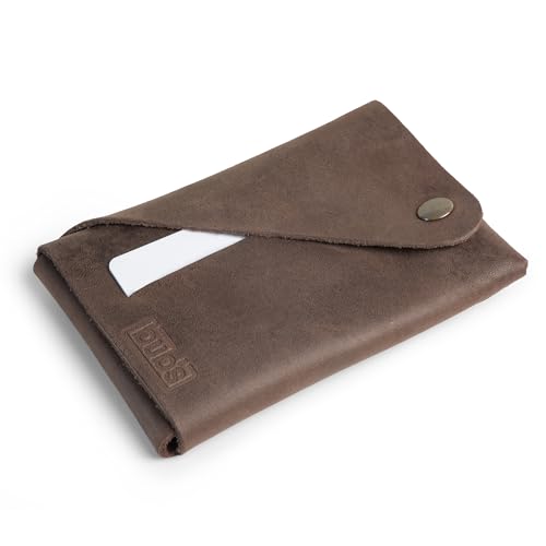 bub's Cartera/Tarjetero/Billetera, Minimalista para Hombre y Mujer, Hecho a Mano en Europa.Cuero de Primera Calidad curticion Vegetal.Tacto Suave y Resistente. (Marron)