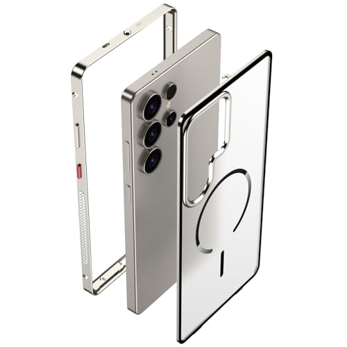 Image of for Samsung Galaxy S25 Ultra Magnetic Case Aluminium Alloy PC Matte Phone Cover Pop-Up Snap Lock - Titanium