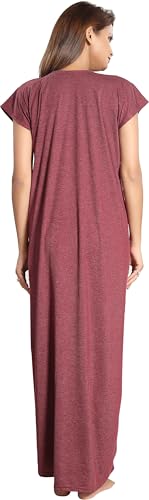 Image of Fabme Women's Polycotton Nursing Nightgown - Concealed Zip, Long, Textured Nighty for Maternity, Feeding