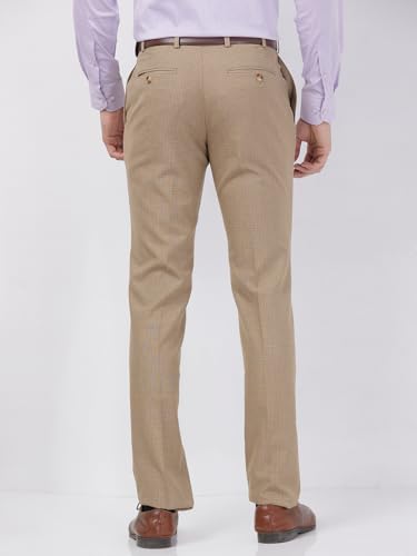 Image of Raymond Men Slim Fit Structure Pattern Polyester Blend Flat Front Formal Trouser