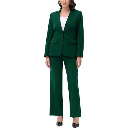 Lamgool Women's 2 Piece Pant Suits Dressy Blazer Wide Leg Pants Set Subtle Glimmer Pantsuits Business Casual Outfits