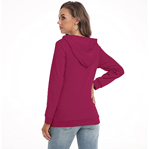 Women's Long Sleeve Hoodies Tops Funny Gothic Graphic Skull Print Lightweight Hooded Sweatshirts Pullover Casual Tunic Shirts With Pocket (Purple,Xl) #TOP2