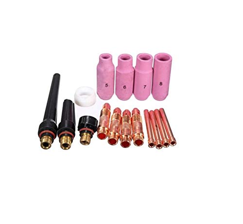 16Pcs TIG Welding Torch Accessories Nozzle Cup Collet Gasket Consumables Kit TIG Welding Torch Supplies for WP-17/18/26 QIANGHAN