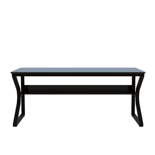 Extra Long Desk with Bookshelf - 63" Double Long Writing Table for 2-Person Workstation, Modern Study Work Computer Desk for Home and Office, Black - Image 6