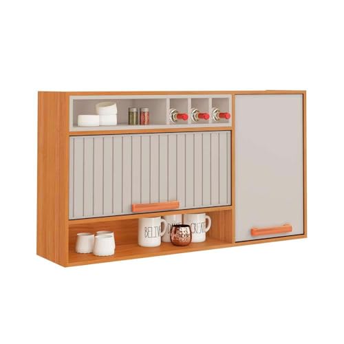 Armário Aéreo Itatiaia Napoles 120cm 2 Portas com Adega - Cinamomo/Off White