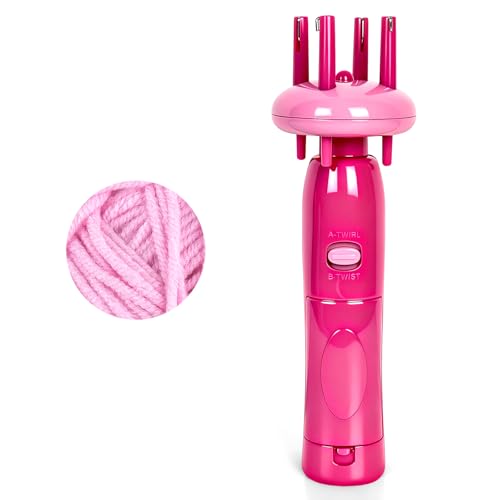 YHJDC Portable Cord Maker & Fringe Twister Tool | Handheld Device to Quickly Create Twisted Tassels & Cords | Easy DIY Craft for Macrame Scarves BlanketsPink