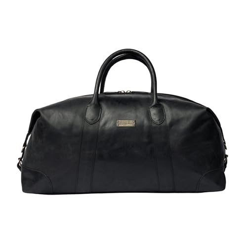 DRAKENSBERG Skórzany Weekender „David" 60 cm – Duża Torba Podróżna dla Kobiet i Mężczyzn, Design Vintage, Możliwość Rozszerzenia, 60 l, Kolor Vintage Czarny, Pełnoziarnista Skóra, DR00366