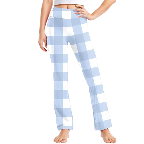 Teen Girls Striped Flare Leggings Kids Preppy High Waist Yoga Pants Dance Yoga Bootcuts Pants Petite Workout Pant