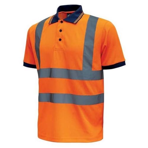 Polo haute visibilité orange fluo Upower HL198OF taille 2XL pour la sécurité sur les chantiers