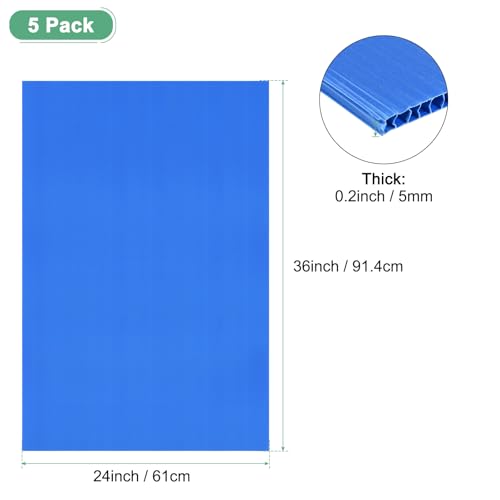 Image of M METERXITY 5-Pack Corrugated Plastic Sheets, 24 Inch x 36 Inch Waterproof Blank Corrugated Poster Board Yard Signs for Garage Sale /Office /Classroom /Party /Lawn Sign Road [5mm Thick, Blue]