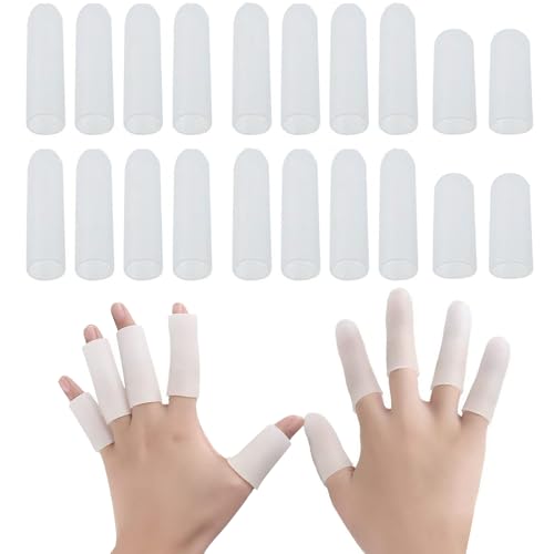 Clcyricher シリコン指キャップ 20個セット(親指用4+他指用16)手指保護カバー 指先キャップ 男女兼用 左右兼用 伸縮性 カットOK 洗える 繰り返し使える 水仕事 爪割れ あかぎれ ひび割れ 対策 フィンガーカバー