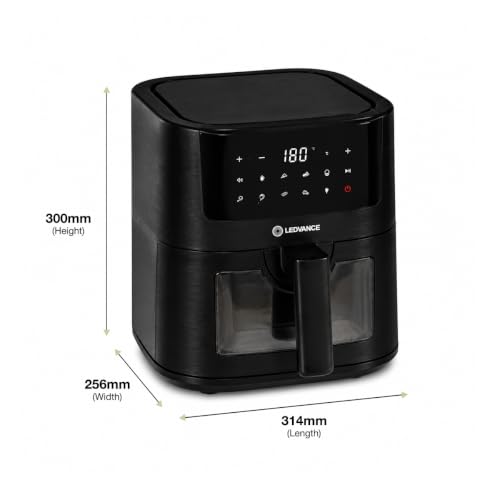 Image of Ledvance Air Fryer with viewing window | 4.5L Capacity & 1450W | 10 in 1 Functions | Digital & Touch Panel | Rapid Air Circulation | 85% Less Oil | In Built Light | 9 in 1 Preset Menus |2 Yr Warranty