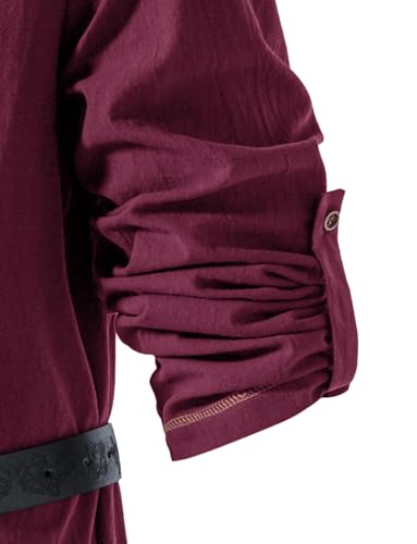 JEMITOP Men's Pure Cotton Vintage Lace Up Shirts for Pirate Renaissance Viking Medieval Costume Without Belt