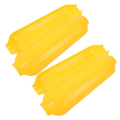 Healvian Lot de 4 Assiettes de Maïs en Plastique Réutilisable Jaune pour Servir Snacks et Apéritifs Plateau de Service Original D'épi de Maïs