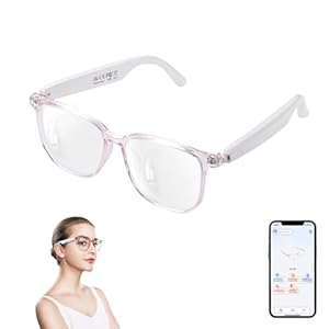 AI Smart Glasses for Women Men, Clear Frame Blue Light Glasses, Real-Time Translation（160+Languages), Photo Translation, No Subscription, Bluetooth 6.0 AI Translation Glasses for Business Travel-Pink