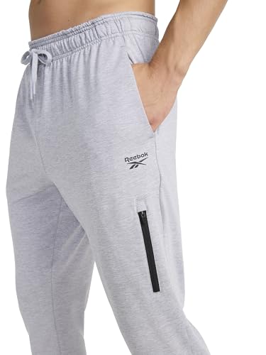 Reebok Men’s Dunk Jogger, Standard Fit, 30” Inseam, Lightweight Stretch Poly-Blend Fabric, Grey Heather, X-Large - image 5