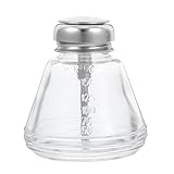 Ipetboom Transparenter Glaspumpspender mit Druckmechanismus Edelstahlverschluss für Nagellackentferner und Make Up Entferner Inklusive Halterung Große Öffnung zum Einfachen Nachfüllen