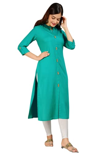 Image of NEW4U Women's Solid Rayon Straight Kurta