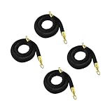 ベルベットスタンションロープ 4本パック ポリッシュスナップフック 群衆制御バリアロープ VIPアクセス、映画館、イベントキューライン、キュー管理用 (9フィート)