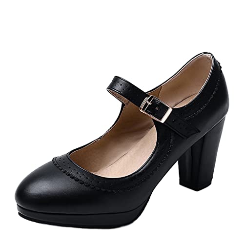 Womens Fashion 7.5CM High Heels Lolita Princess Single Shoes Concise Ankle Strap Maid Mary Jane Pumps - Main Image