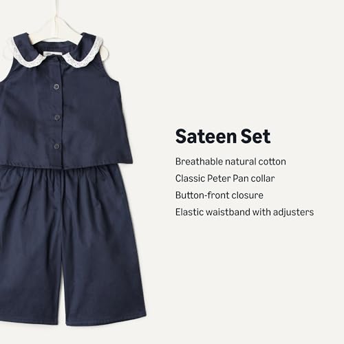 Image of Amazon Essentials x Sofia Grainge Toddlers and Baby Girls' Cotton Sateen Sleeveless Top and Pants Play Set