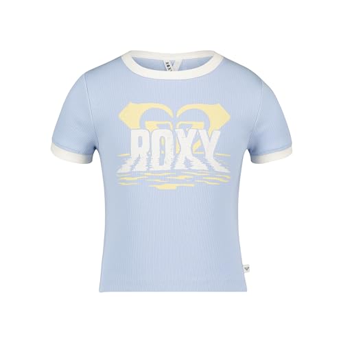 Image of Roxy Girls' Short Sleeve Snug Fit Ribbed Tee, Crew Neck Graphic T-Shirt, Soft & Comfortable