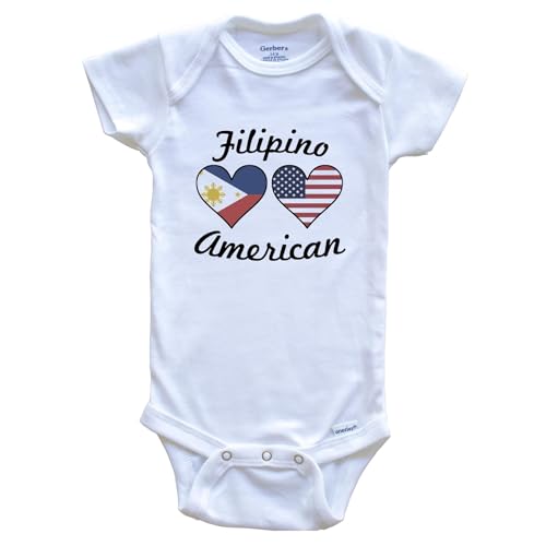 Really Awesome Shirts Filipino American Flag Hearts One Piece Baby Bodysuit - Main Image