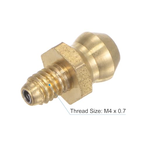 Image of uxcell Brass Straight Grease Fitting M4 x 0.7mm Thread Hydraulic Grease Fitting Accessories, 20Pcs