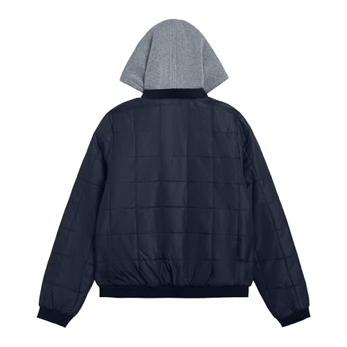 Image of LONDON FOG Boys' Midweight Quilted Bomber Jacket With Sweatshirt Hood