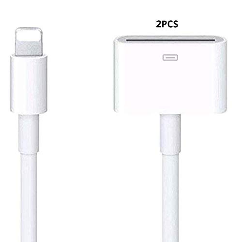 ME Superb Charger Adapter, 8-Pin Male to 30-Pin Female Charger Adapter for iPhone 7, 7 Plus, 6s, 6s Plug, 5s, 5c, iPad (2 pcs 30 Pin Adapter White)
