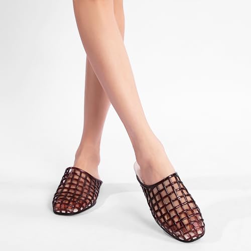 Clear Jelly Shoes for Women Slip on Mesh Slides Sandals Comfortable Closed Toe Flats Sandals Jelly Summer Beach Sandals.3